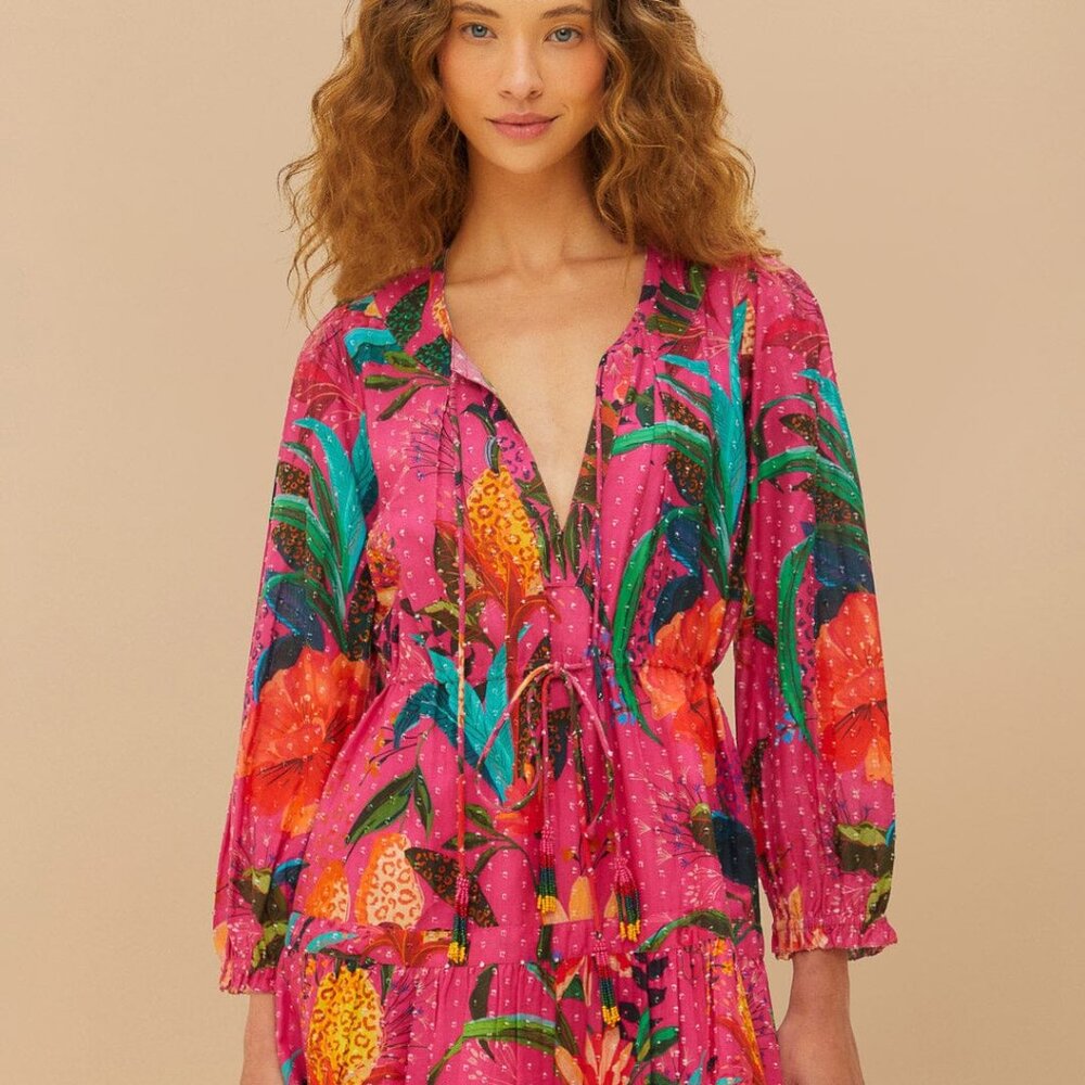 Pink Leopard Flowers Mini Dress